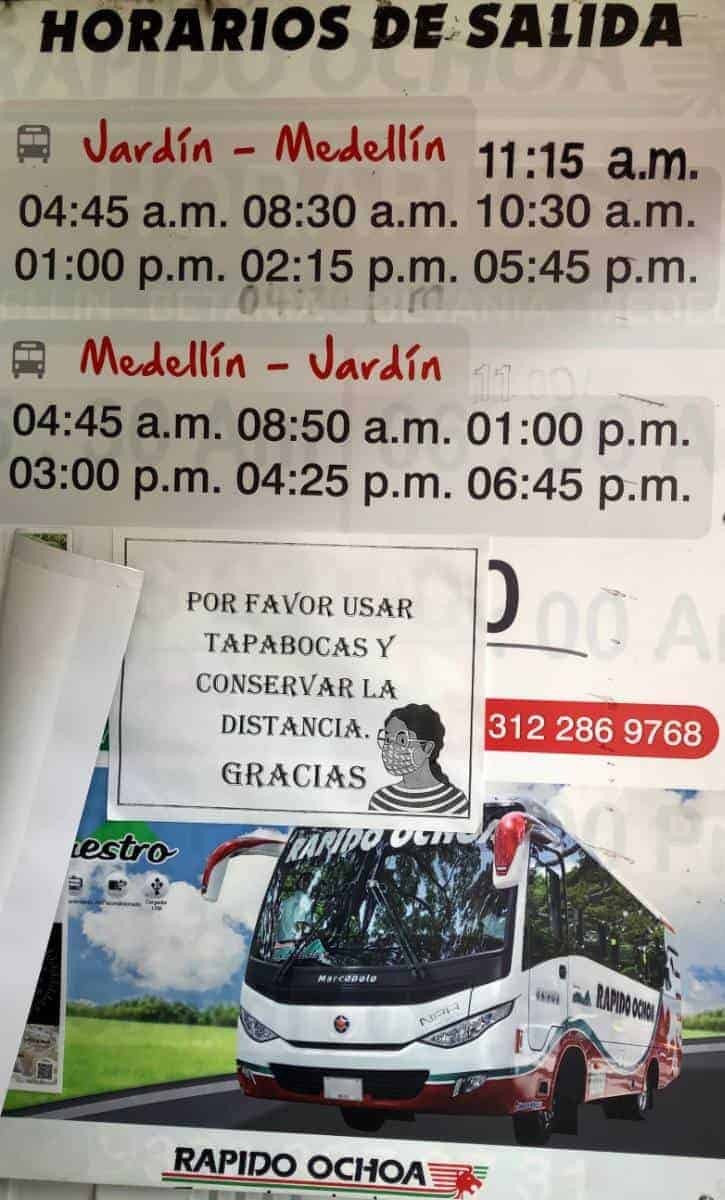 Orari bus Jardin Medellin